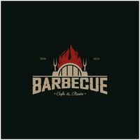 Simple Barbecue Vintage hot grill, with crossed flames and spatula. Logo for restaurant, badge, cafe and bar.vector vector