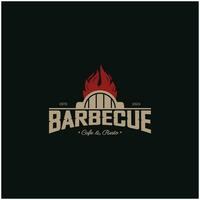 Simple Barbecue Vintage hot grill, with crossed flames and spatula. Logo for restaurant, badge, cafe and bar.vector vector