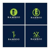 Diseño de ilustración de icono de vector de plantilla de logotipo de bambú