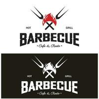 Simple Barbecue Vintage hot grill, with crossed flames and spatula. Logo for restaurant, badge, cafe and bar.vector vector