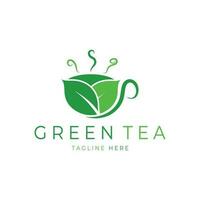 té taza logo vector diseño.verde té vector logo modelo.