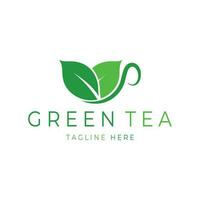 Tea cup logo vector design.Green tea vector logo template.