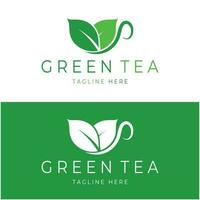 Tea cup logo vector design.Green tea vector logo template.