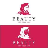 muslimah hijab logo template vector illustration design-vector