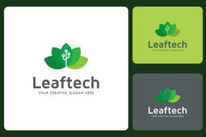 Natural Leaf Tech, Data Logo Design Template vector