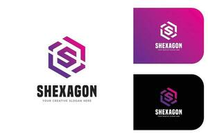 hexagonal s letra logo diseño modelo vector