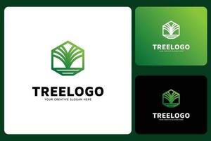 Hexagonal Tree Logo Design Template vector