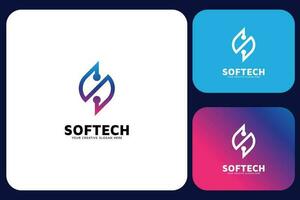 Soft Tech S Letter Logo Design Template vector