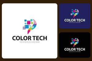 Color Tech Logo Design Template vector