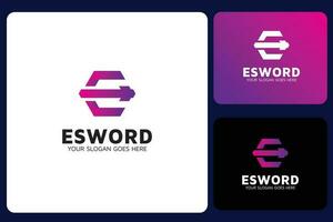 Sword E Letter Logo Design Template vector