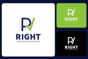 R Right Or P Check Logo Design Template vector