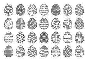 contorno Pascua de Resurrección huevos, linda pintado huevo garabatos con diferente patrones. bosquejo primavera fiesta decoración, Pascua de Resurrección celebracion elementos vector conjunto