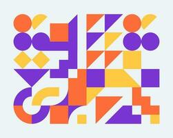 Bauhaus shapes background. Geometric modern pattern with minimal brutalism blocks, abstract bold avant-garde forms. Vector mural