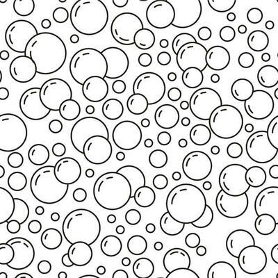 Soap bubble pattern. Seamless print of shower foam, fizzy drink or floating magnified molecules. Vector oxygen and underwater bubbles texture