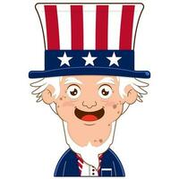 uncle sam happy face cartoon cute for Independence Day vector