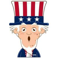 uncle sam surprised face cartoon cute for Independence Day vector