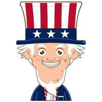 uncle sam smile face cartoon cute Independence Day vector