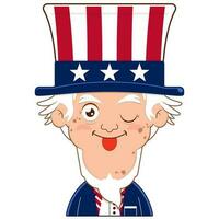 uncle sam playful face cartoon cute for Independence Day vector