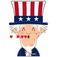uncle sam whistling love face cartoon cute for Independence Day vector