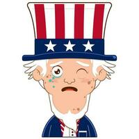 uncle sam crying and scared face cartoon cute for Independence Day vector