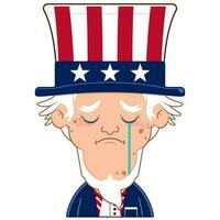 uncle sam crying and scared face cartoon cute for Independence Day vector