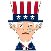 uncle sam crying and scared face cartoon cute for Independence Day vector