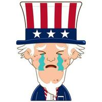 uncle sam crying and scared face cartoon cute for Independence Day vector