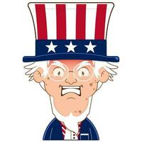 uncle sam angry face cartoon cute for Independence Day vector