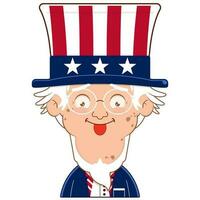 uncle sam playful face cartoon cute for Independence Day vector