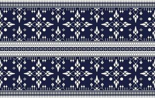 geometric and flower ethnic fabric pattern on blue background for cloth carpet wallpaper background wrapping etc. vector