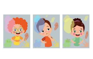 Little Boy And Girl Having Fun In The Park Vector Illustration Set