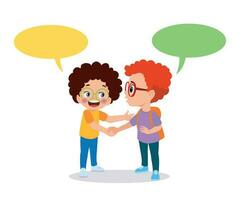 little kid do hand shake with friend acquaintance vector