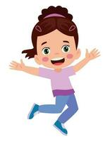 Jumping kids. Happy funny children playing and jumping in different action poses education little team vector characters. Illustration of kids and children fun and smile