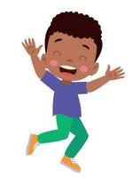 Jumping kids. Happy funny children playing and jumping in different action poses education little team vector characters. Illustration of kids and children fun and smile