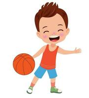 vector ilustración de niño jugando baloncesto