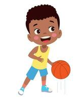 vector ilustración de niño jugando baloncesto