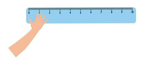 cute little boy measure length using hand span vector