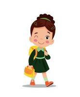 cute boy walking to school vector