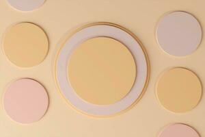 Neutral beige disc podiums flat lay product presentation photo