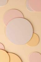 Neutral beige disc podiums flat lay product presentation photo