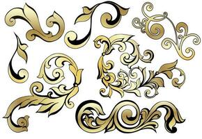 Vector damask vintage baroque scroll ornament swirl. Victorian monogram heraldic shield swirl. Retro floral leaf pattern border foliage antique  acanthus calligraphy engraved tattoo.Tile decor element photo