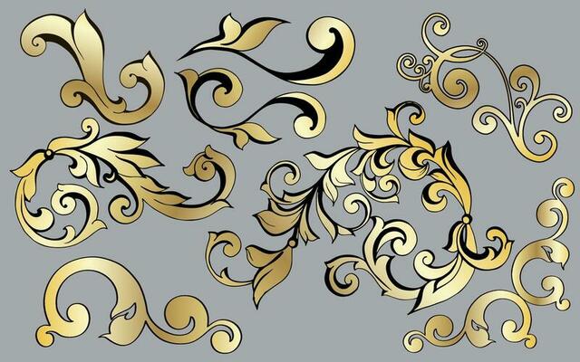Vector damask vintage baroque scroll ornament swirl. Victorian monogram heraldic shield swirl. Retro floral leaf pattern border foliage antique  acanthus calligraphy engraved tattoo.Tile decor element