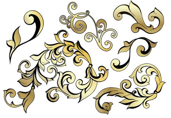 Vector damask vintage baroque scroll ornament swirl. Victorian monogram heraldic shield swirl. Retro floral leaf pattern border foliage antique  acanthus calligraphy engraved tattoo.Tile decor element