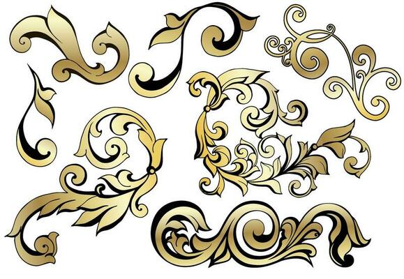 Vector damask vintage baroque scroll ornament swirl. Victorian monogram heraldic shield swirl. Retro floral leaf pattern border foliage antique  acanthus calligraphy engraved tattoo.Tile decor element