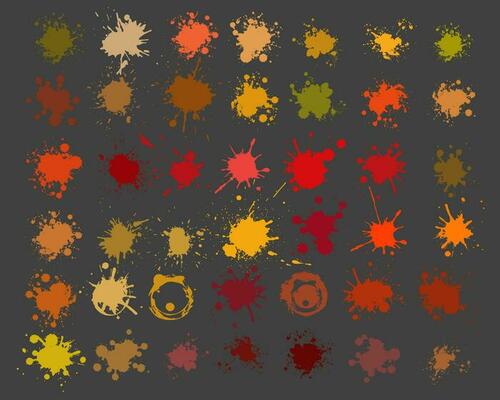 Color ink splashes. Warm color palette. Grunge splatters. Abstract background. Grunge text banners.