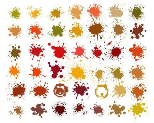 Color ink splashes. Warm color palette. Grunge splatters. Abstract background. Grunge text banners.