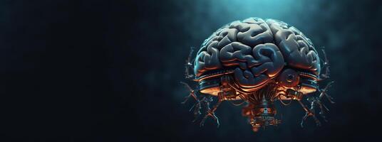 , human brain and artificial intelligence concept, big data processing, computer motherboard. Education, knowledge and creativity photo