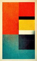 , abstract Bauhaus style background with grainy paper texture. Trendy contemporary minimal 20s geometric design. Digital art, vertical format. photo