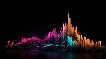 , stock market chart lines, financial graph on technology abstract background represent financial crisis, financial meltdown. Technology concept, trading market concept. photo