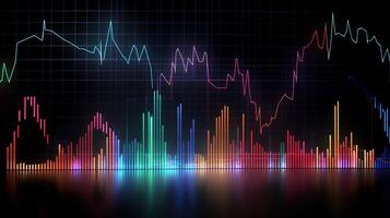 , stock market chart lines, financial graph on technology abstract background represent financial crisis, financial meltdown. Technology concept, trading market concept. photo